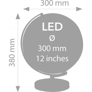 Globus podświetlany TROIKA Stellar Light, śr. 30cm, metalowa podstawa, srebrny-295871