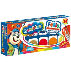 Farby akwarelowe BAMBINO 24 kolory - duża pastylka