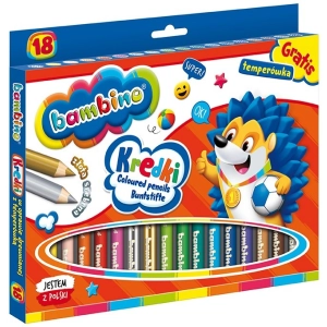 Kredki BAMBINO ołówkowe Jumbo 18 kolorów + temperówka-296002