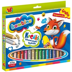 Kredki BAMBINO ołówkowe Jumbo 18 kolorów + temperówka-296003