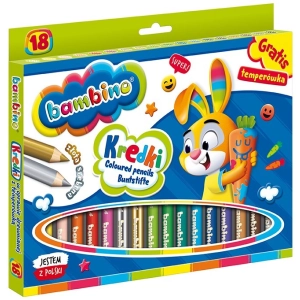 Kredki BAMBINO ołówkowe Jumbo 18 kolorów + temperówka-296004