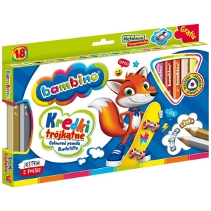 Kredki BAMBINO ołówkowe Jumbo trójkątne 18 kolorów + temperówka-296084