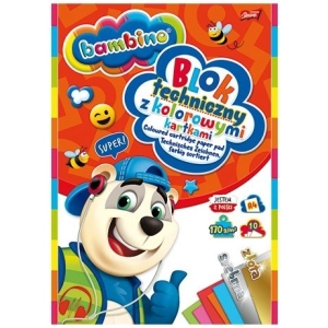 Blok techniczny BAMBINO A4 10 kartek 170g. - kolorowy + złota / srebrna