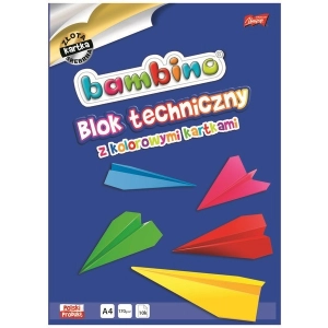 Blok techniczny BAMBINO A4 10 kartek 170g. - kolorowy + złota / srebrna -296175