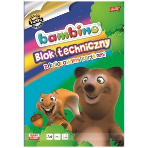 Blok techniczny BAMBINO A4 10 kartek 170g. - kolorowy + złota / srebrna -296176