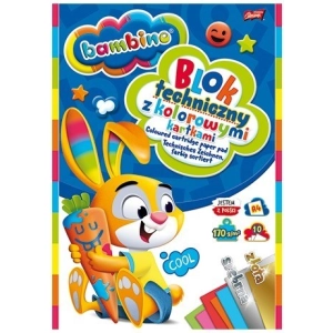 Blok techniczny BAMBINO A4 10 kartek 170g. - kolorowy + złota / srebrna -296177
