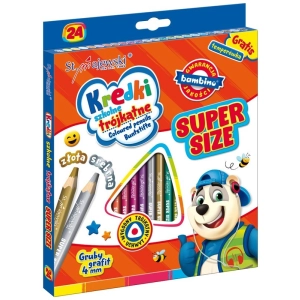 Kredki BAMBINO ołówkowe Super Size trójkątna - 24 kolory + temperówka-296205