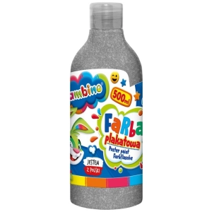 Farba plakatowa szkolna BAMBINO butelka 500ml. - srebrna