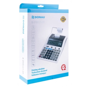 Kalkulator DONAU TECH z drukarką 12-cyfr. wyświetlacz wym. 267x202x77 mm biały K-DT8121-09-296522