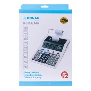 Kalkulator DONAU TECH z drukarką 12-cyfr. wyświetlacz wym. 267x202x77 mm biały K-DT8121-09-296524