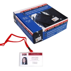 Identyfikator OPUS holder z taśmą 55x90mm OPAK.50 - czerwona
