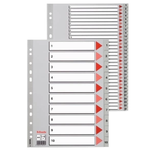 Przekładki ESSELTE PCV szare A4 1-12 100106-298507