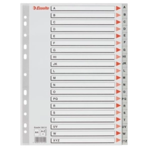 Przekładki ESSELTE PCV szare A4 A-Z 100112-298514