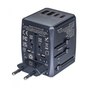Adapter podróżny DONAU TRAVEL 904, szybkie ładowanie, czarny-299461
