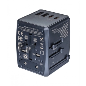 Adapter podróżny DONAU TRAVEL 904, szybkie ładowanie, czarny-299463
