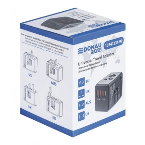 Adapter podróżny DONAU TRAVEL 904, szybkie ładowanie, czarny-299464