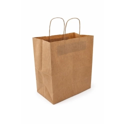 Torebka papierowa EKO 305x170x425mm 90g. z uchem z papieru skręconego - brązowa