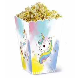 Pudełko na popcorn PARTY GO Unicorn, 11,5x14,5cm, 6 szt., różowe