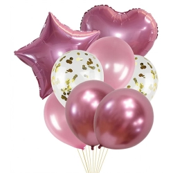 Zestaw balonów PARTY GO, 45cm, 8 szt., różowe