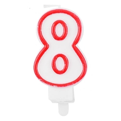 Świeczka PARTY GO, cyfra 8, 9cm, biało-czerwona