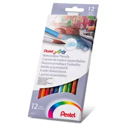 Kredki PENTEL ołówkowe 12 kolorów akwarelowe-303995