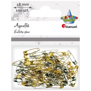 Agrafki TITANUM 1,8cm op.100 mini - złota / srebrna 623218