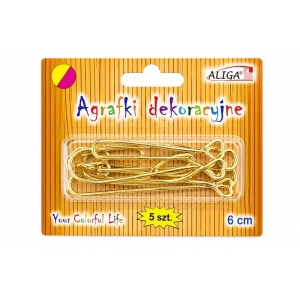 Agrafki ALIGA dekoracyjne rozmiar 6cm op.6 AGR-2875 - złote