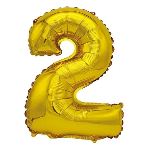 Balon foliowy PARTY GO, cyfra 2, 80cm, złoty