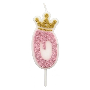 Świeczka PARTY GO, cyfra 0, 6,8cm, różowa