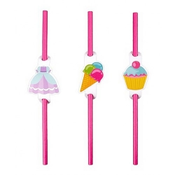 Słomki PARTY GO, 20cm, 6 szt., różowe