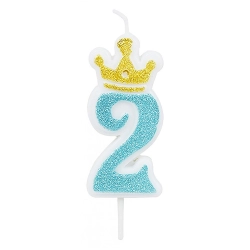 Świeczka PARTY GO, cyfra 2, 6,8cm, niebieska