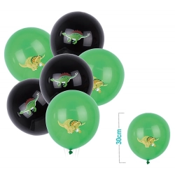 Zestaw balonów PARTY GO Dinozaury, 30cm, 6 szt., zielono-czarny