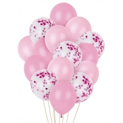 Zestaw balonów PARTY GO, 25-30cm, 15 szt., różowe