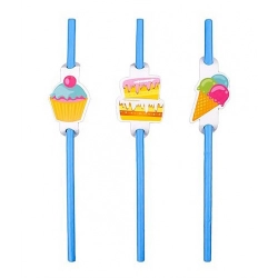 Słomki PARTY GO, 20cm, 6 szt., niebieskie