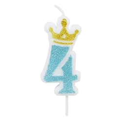 Świeczka PARTY GO, cyfra 4, 6,8cm, niebieska