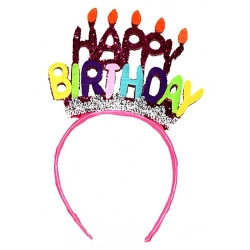 Opaska PARTY GO Happy Birthday, 24cm, 1 szt., mix kolorów