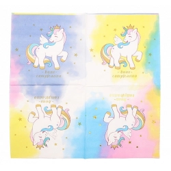 Serwetki papierowe PARTY GO Unicorn, 33x33cm, 10 szt., mix kolorów