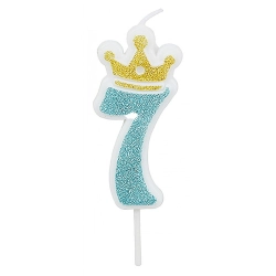 Świeczka PARTY GO, cyfra 7, 6,8cm, niebieska
