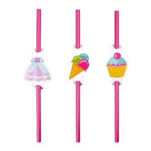 Słomki PARTY GO, 20cm, 6 szt., różowe