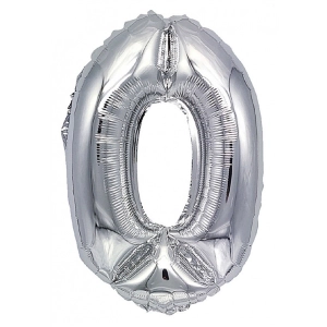 Balon foliowy PARTY GO, cyfra 0, 80cm, srebrny