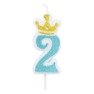 Świeczka PARTY GO, cyfra 2, 6,8cm, niebieska