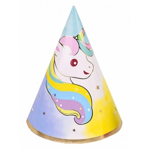 Czapka urodzinowa PARTY GO Unicorn, 20cm, 6 szt., mix kolorów