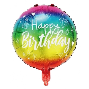 Balon PARTY GO Happy Birthday, 45cm, 1 szt., mix kolorów