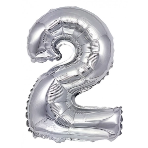 Balon foliowy PARTY GO, cyfra 2, 80cm, srebrny