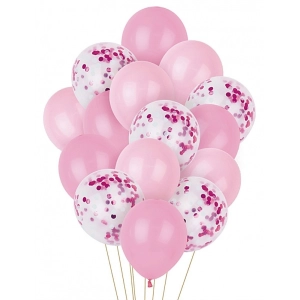Zestaw balonów PARTY GO, 25-30cm, 15 szt., różowe