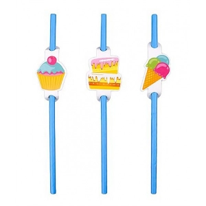 Słomki PARTY GO, 20cm, 6 szt., niebieskie