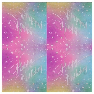 Serwetki papierowe PARTY GO Happy Birthday, 33x33cm, 10 szt., mix kolorów