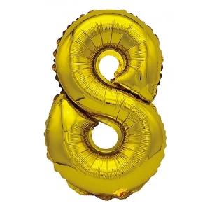 Balon foliowy PARTY GO, cyfra 8, 80cm, złoty