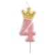 Świeczka PARTY GO, cyfra 4, 6,8cm, różowa