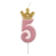 Świeczka PARTY GO, cyfra 5, 6,8cm, różowa